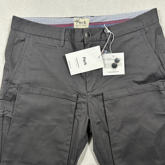 Perk Other - Perk Feel Good Chinos Men 34/32 Charcoal Grey Slim Fit Stretch Cotton Trousers